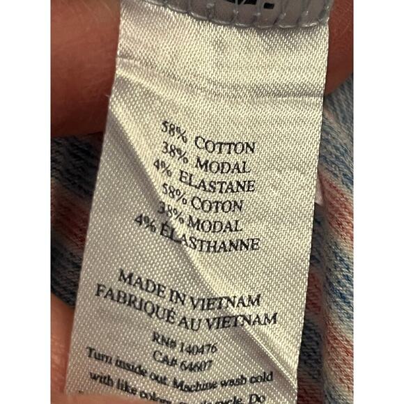 Faherty Mens Size 2XL Blue/Red/White Striped Short Sleeve Button Down Polo Shirt - Picture 3 of 7